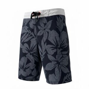 Old Navy Black and Grey Hibiscus Print Swim Trunks Size Large